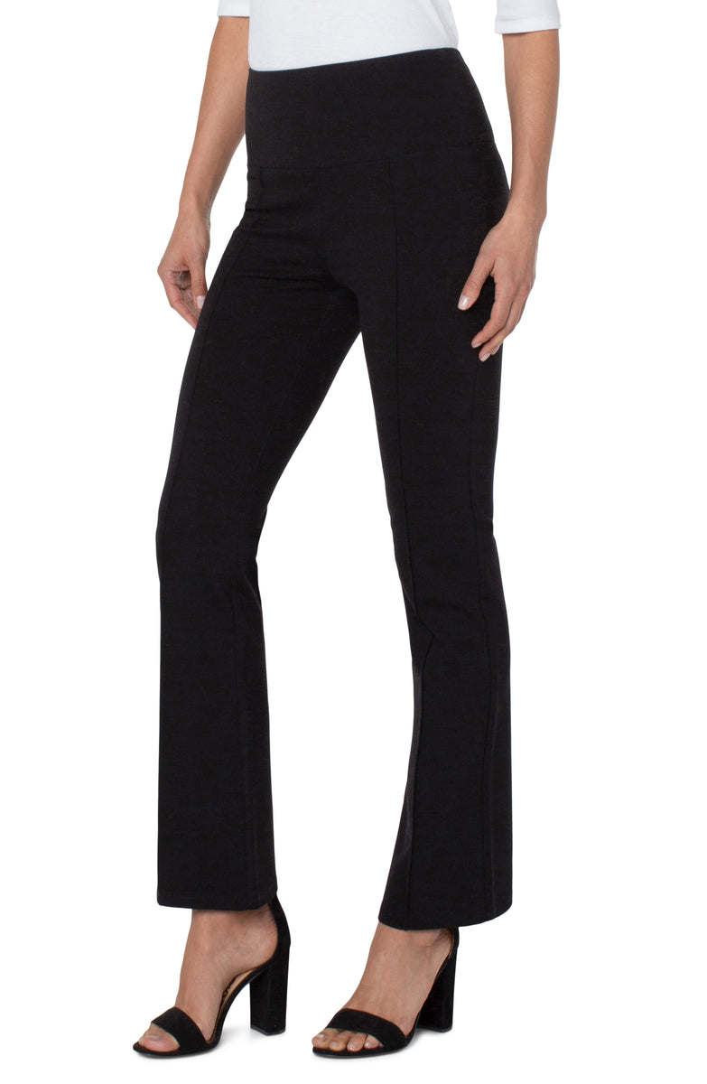 Liverpool Pearl Full Length Flare w/ Pintucks (Black)