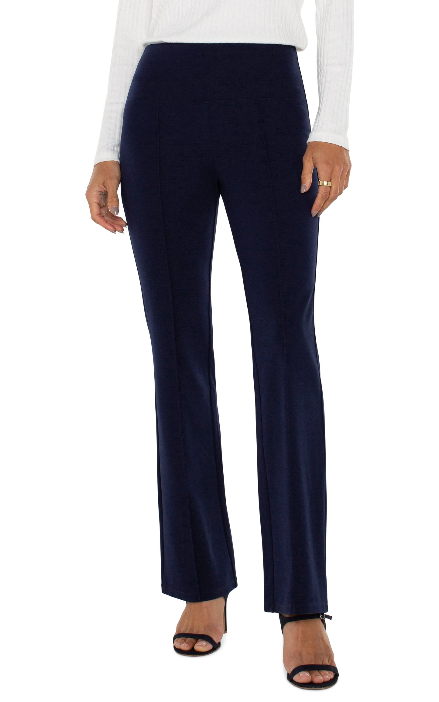 Liverpool Pearl Full Length Flare w/ Pintucks (31" inseam) (Cadet Blue)