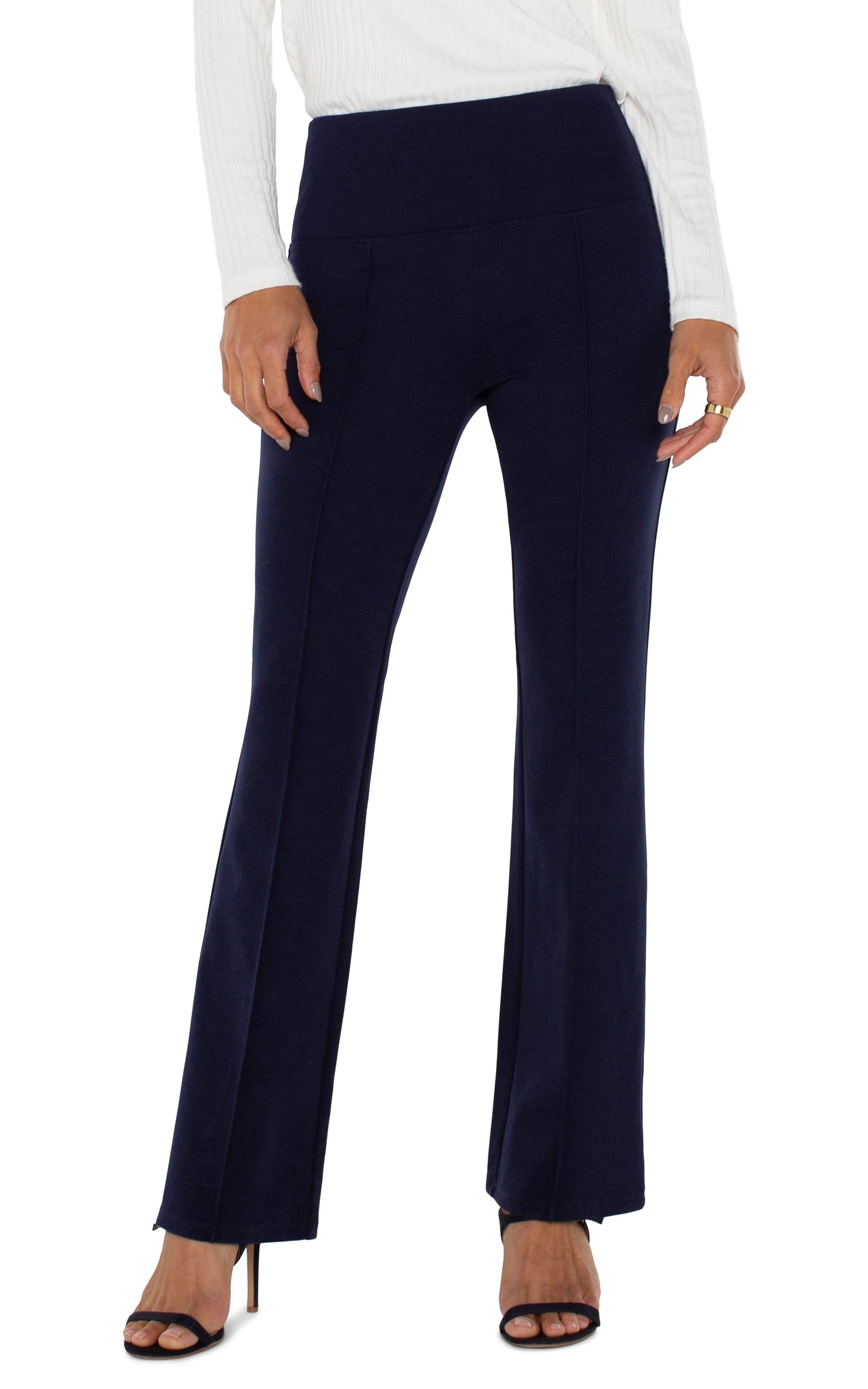 Liverpool Pearl Full Length Flare w/ Pintucks (31" inseam) (Cadet Blue)