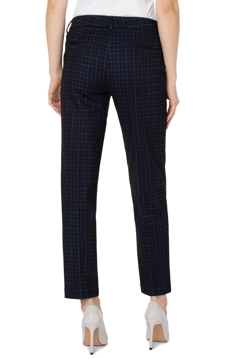 Liverpool's Kelsey Knit Trouser (Deep Navy Windowpane)