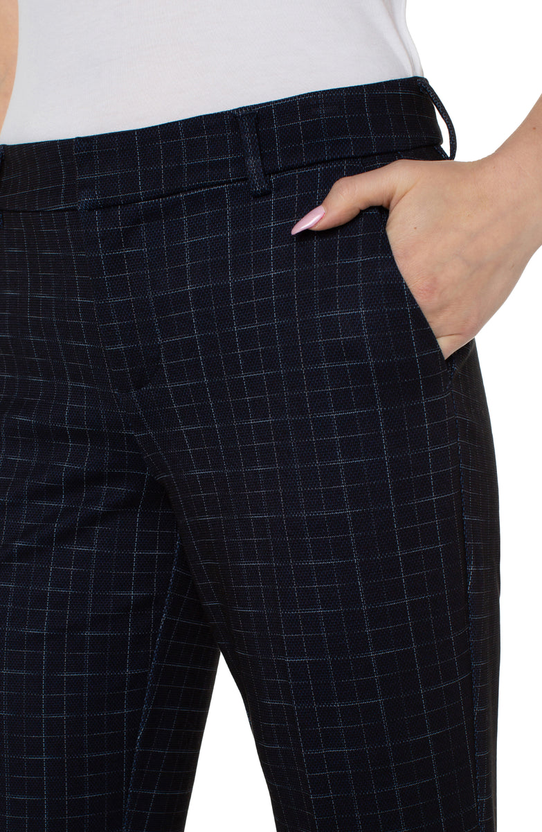 Liverpool's Kelsey Knit Trouser (Deep Navy Windowpane)