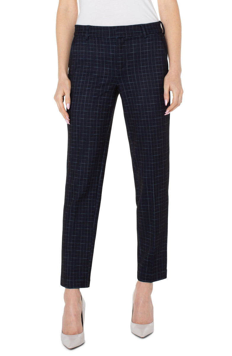 Liverpool's Kelsey Knit Trouser (Deep Navy Windowpane)