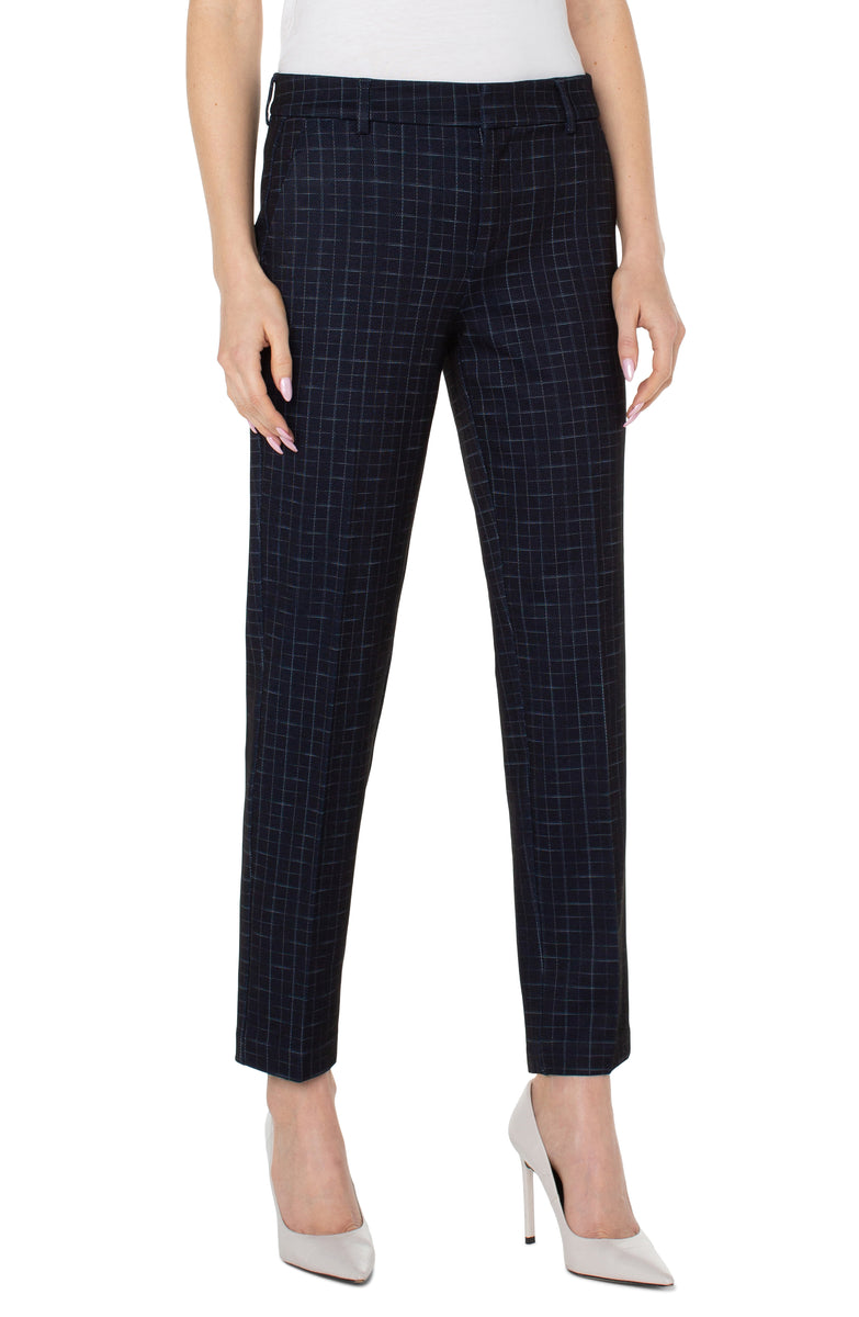 Liverpool's Kelsey Knit Trouser (Deep Navy Windowpane)