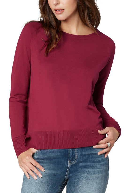 Liverpool Raglan Long Sleeve Sweater (Saffron Heather and Raspberry)