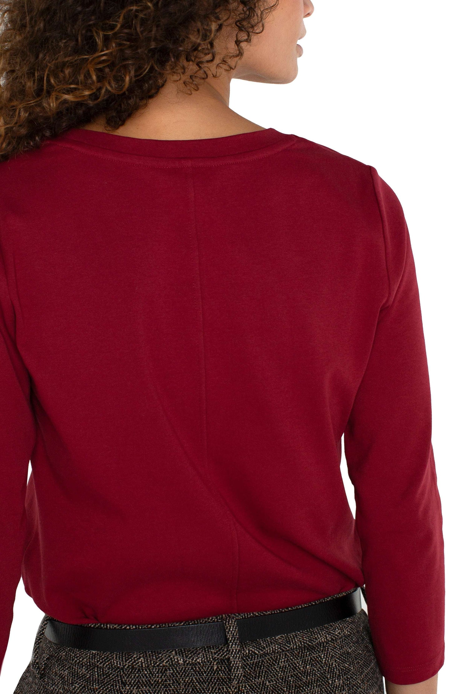 Liverpool 3/4 Sleeve Scoop Neck Knit Tee (Pinot Noir)