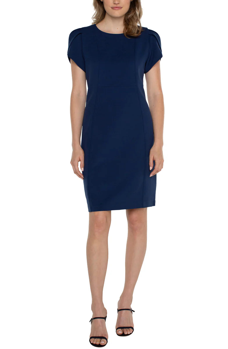 Liverpool Tulip Sleeve Sheath Dress (Galaxy Blue)