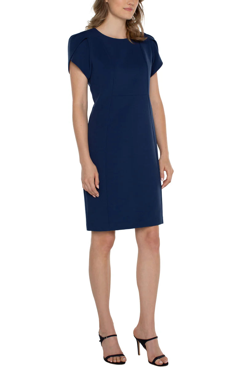 Liverpool Tulip Sleeve Sheath Dress (Galaxy Blue)