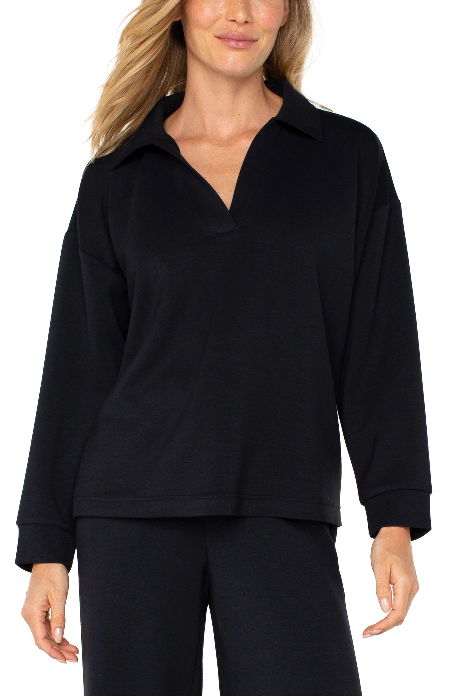 Liverpool V-neck Popover with Collar (Black)