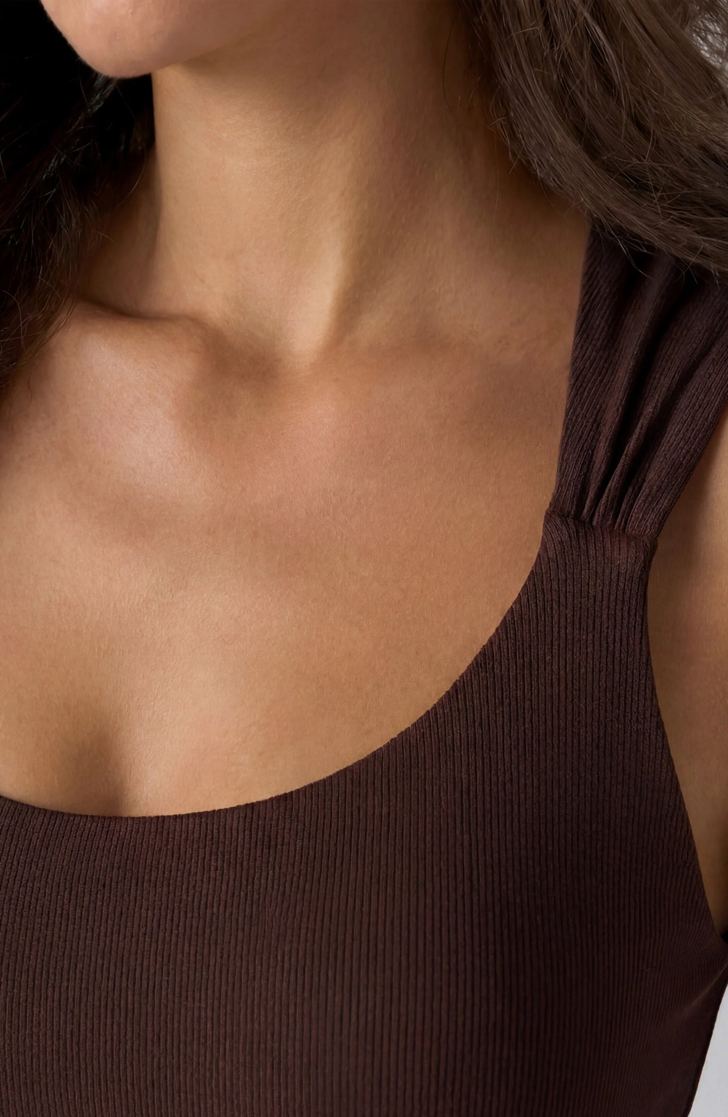 Liverpool Sleeveless Built-in Bra Knit Top (Dark Espresso)