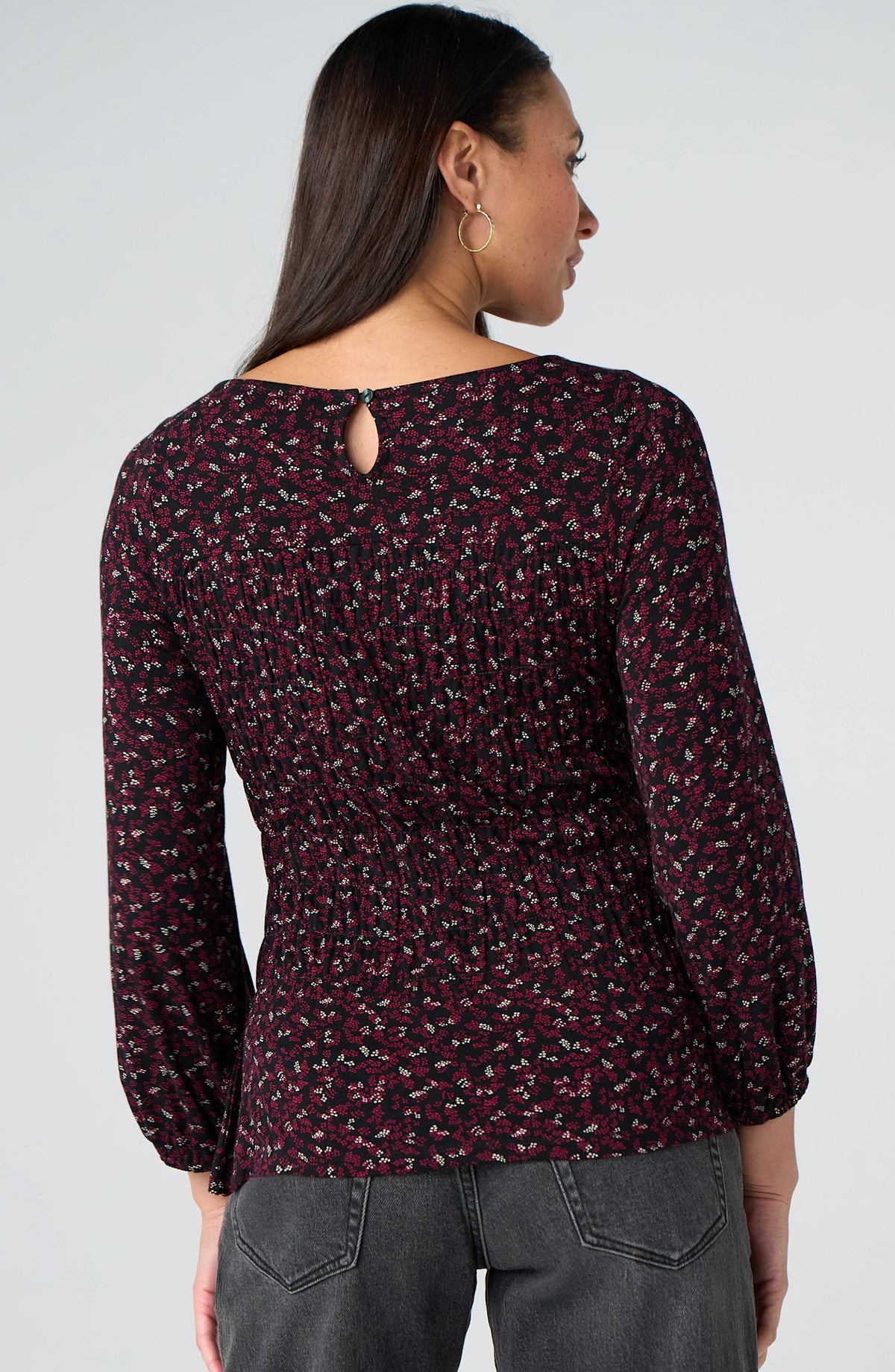 Liverpool 3/4 Sleeve Smocked Knit Top
