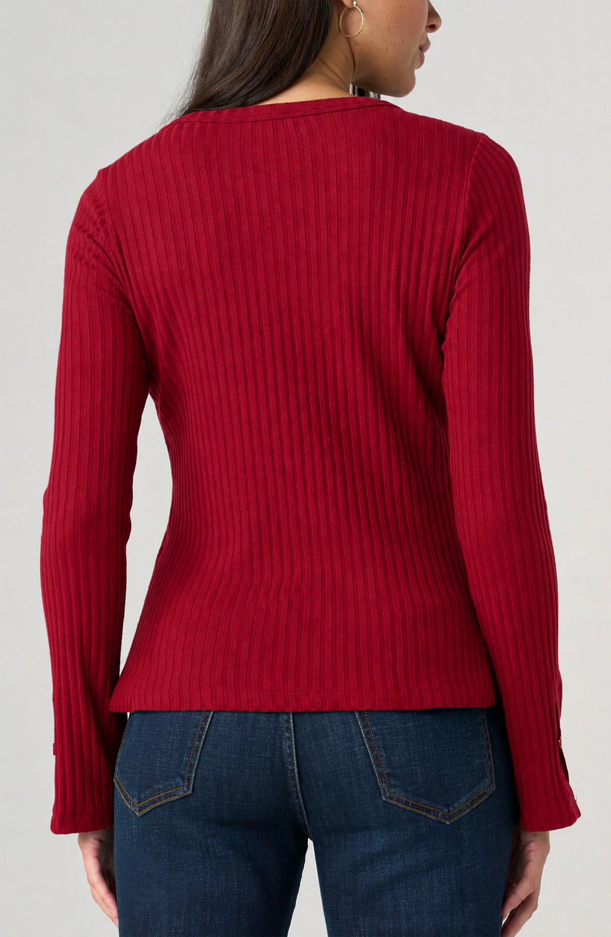 Liverpool Long Sleeve Scoop Neck Knit Top (Deep Cranberry)
