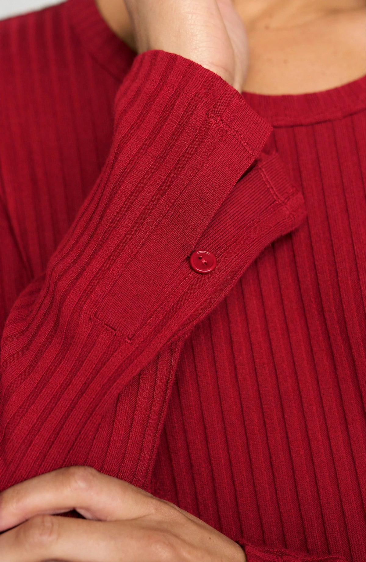 Liverpool Long Sleeve Scoop Neck Knit Top (Deep Cranberry)