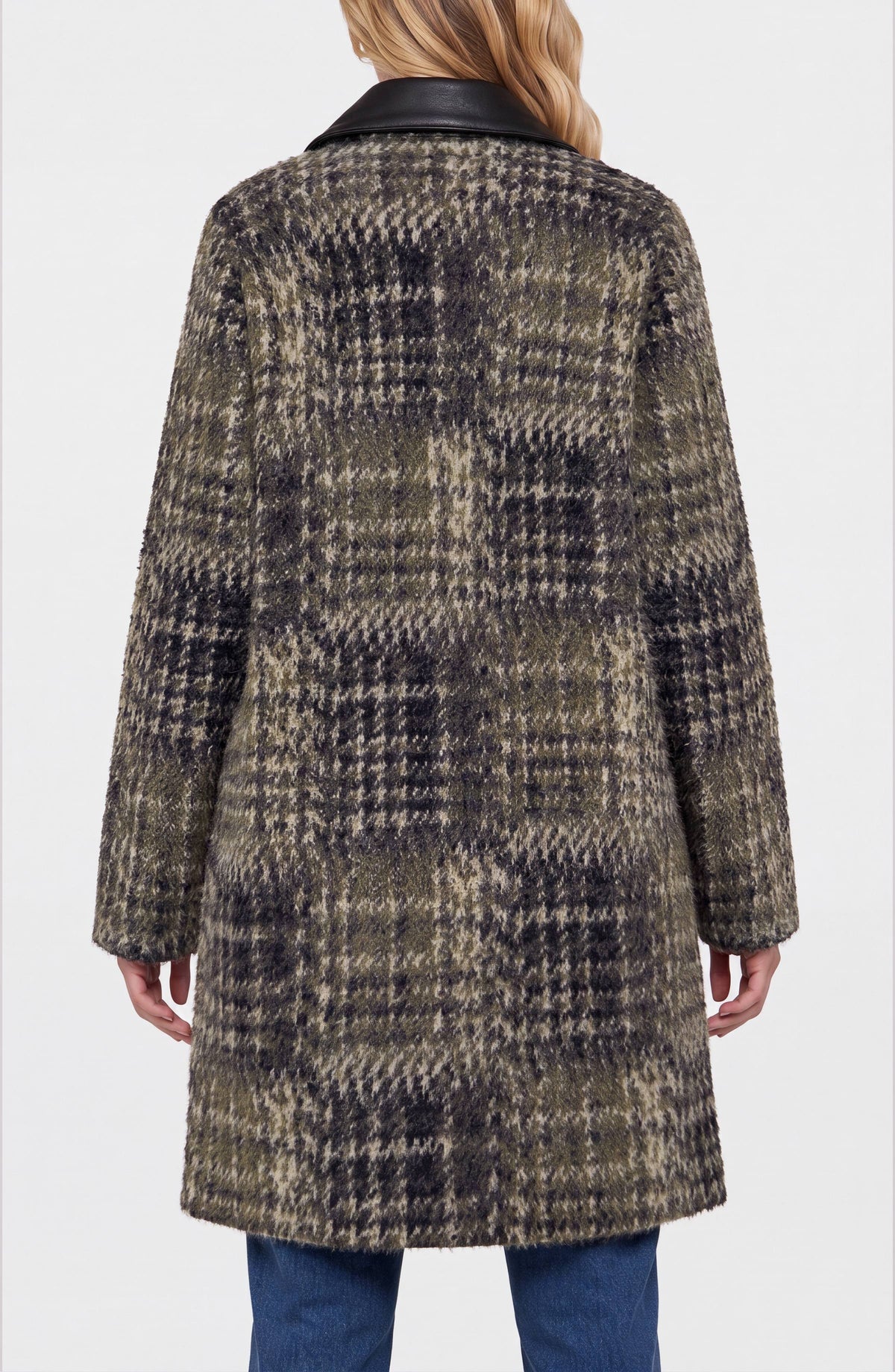 Liverpool Open Front Coatigan Sweater (Olive/Black Multi Plaid)