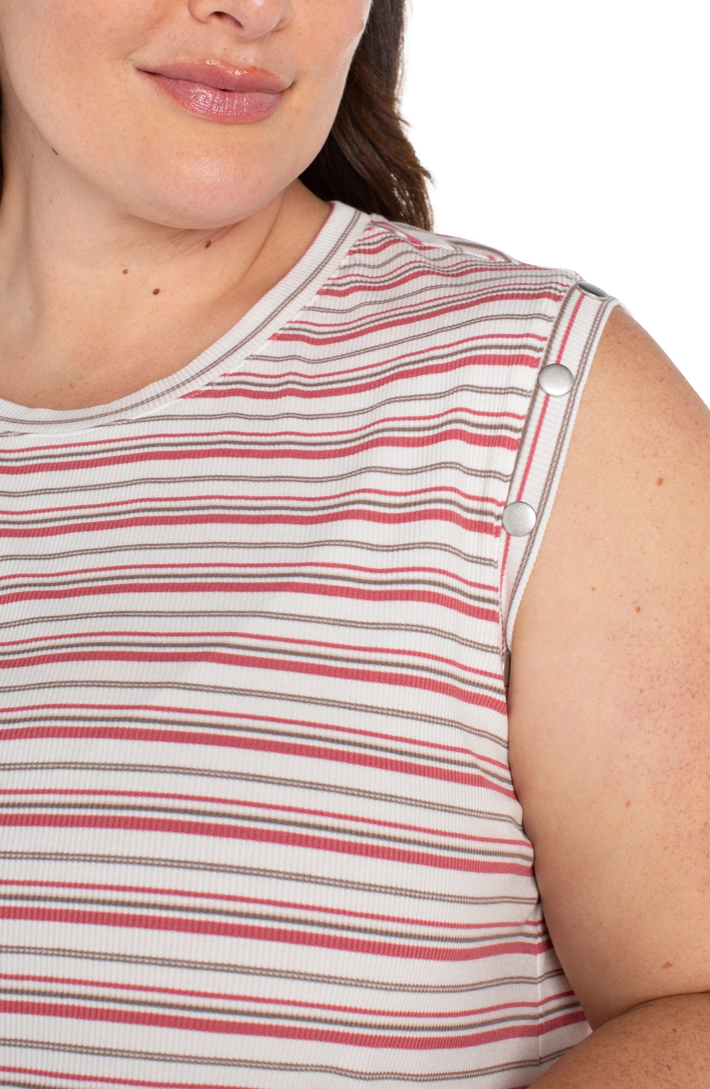 Liverpool Sleeveless Dolman Knit Top (Plus Size) (Pink Multi Stripe)