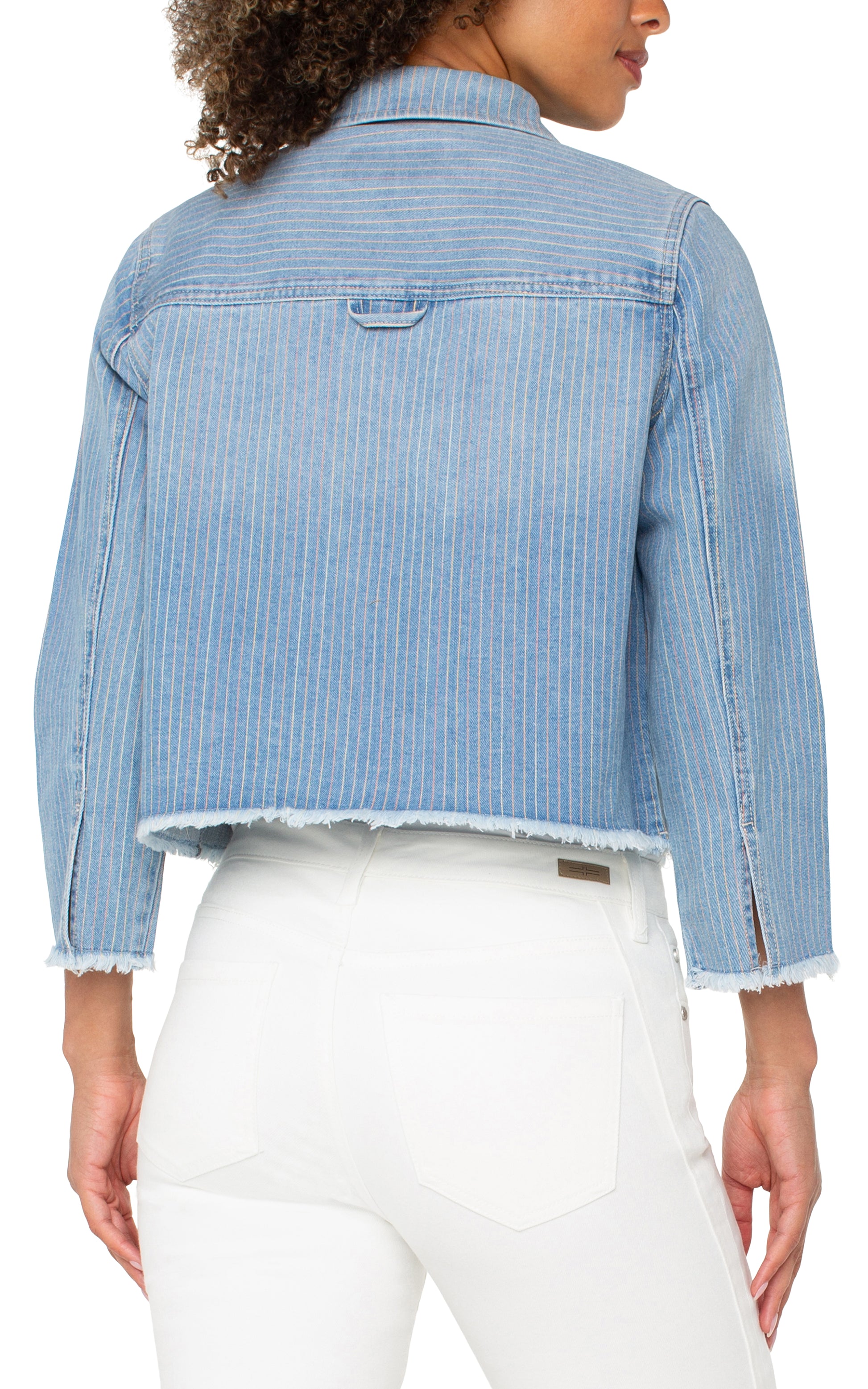 Liverpool Crop Shacket w Fray Hem Back