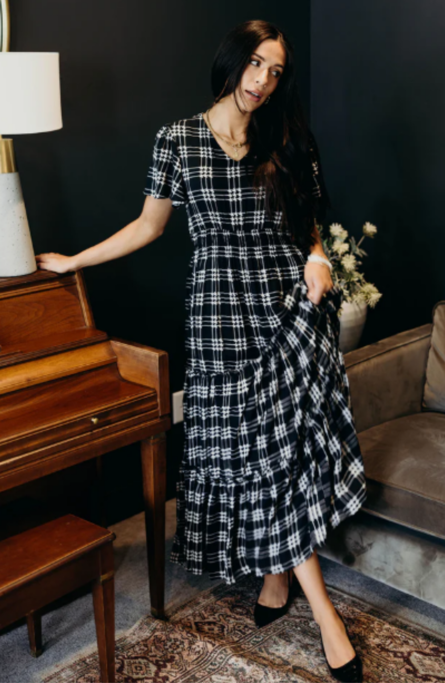 The Eden Dress in Shadow Plaid