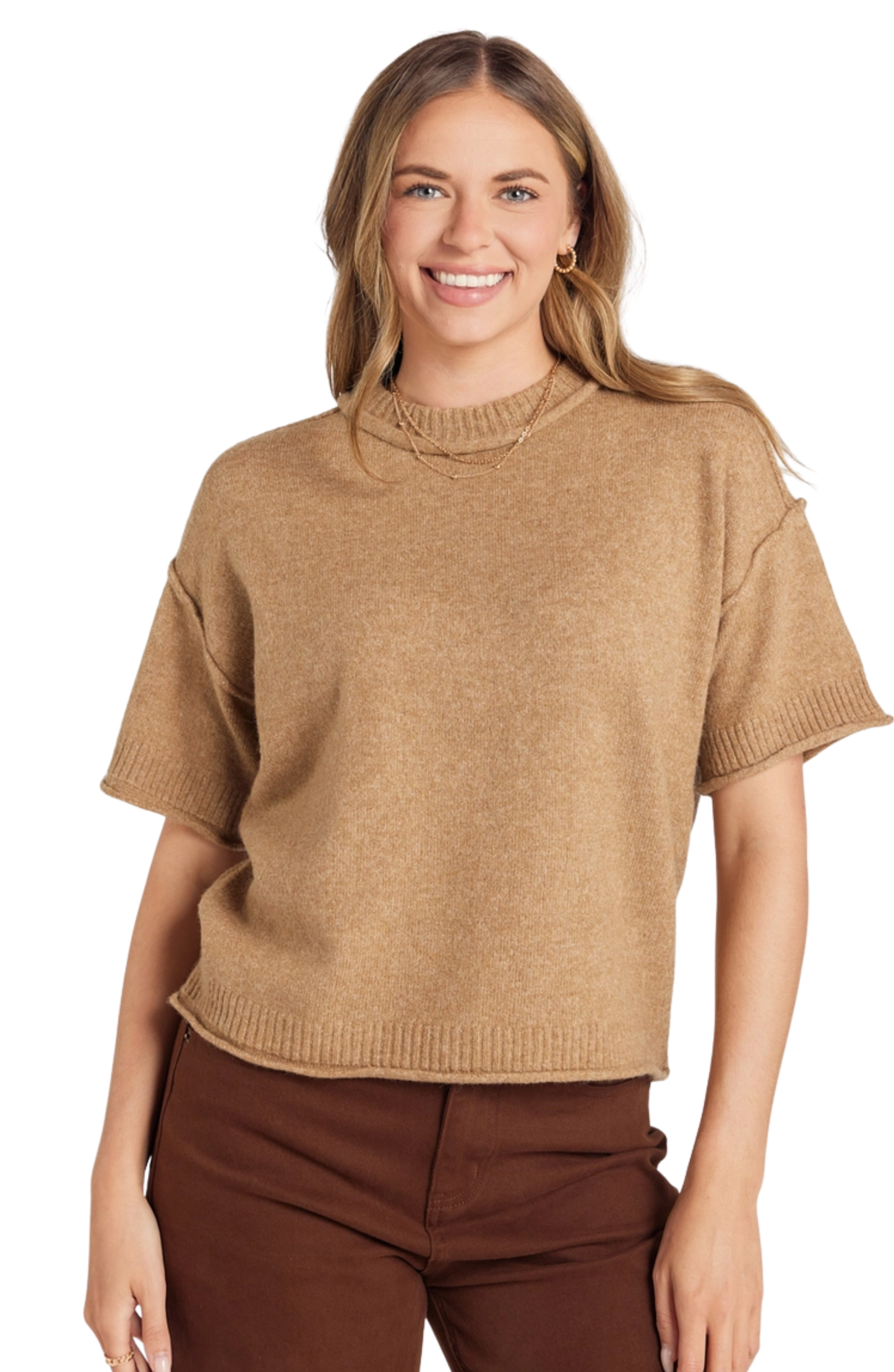 Crew Neck Short Sleeve Sweater
