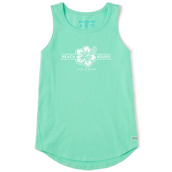 Life is Good Women's Beach Bound Sleeveless High-Low Crusher Tank (Spearmint Green)