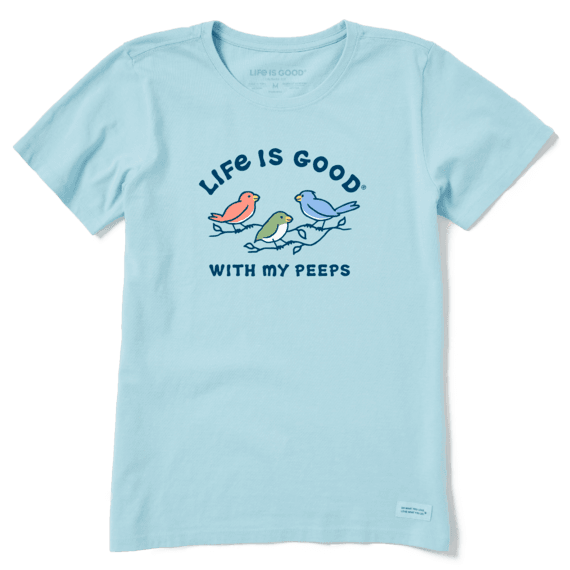 Life is Good Women's Bluebird Peeps Short Sleeve Tee (Beach Blue)