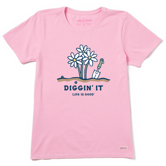 Life is Good Women's Diggin' It Crusher Tee (Happy Pink)