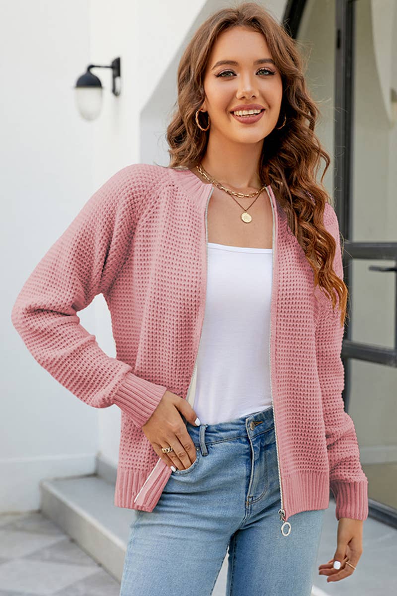 Zip-Up Long Sleeve Cardigan