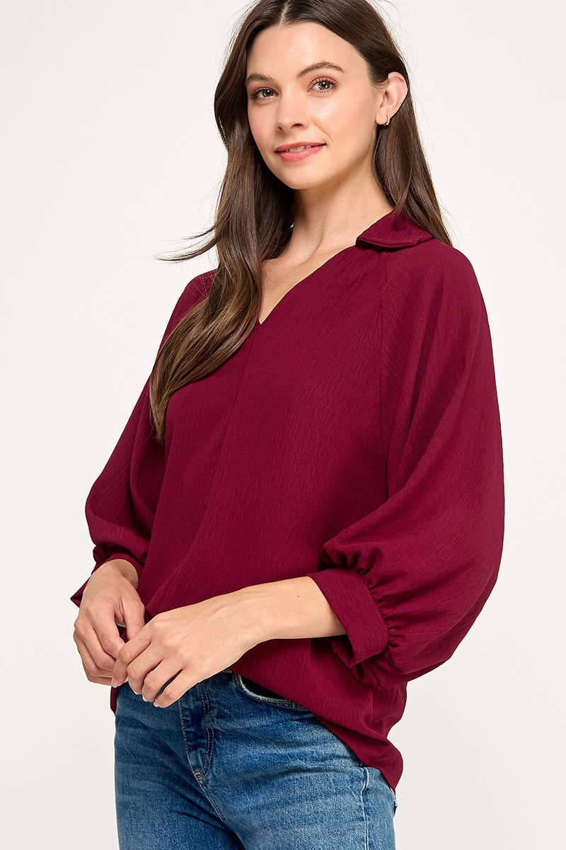 Solid Collared Blouse