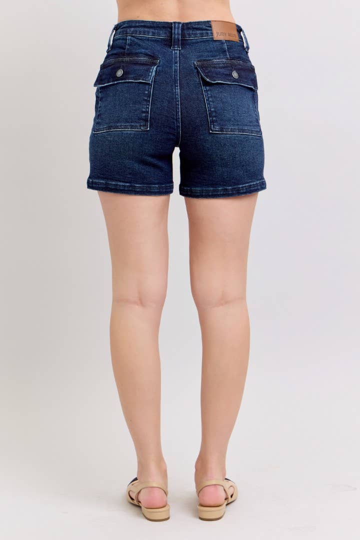 Judy Blue Back Flap Pocket High Waisted Shorts (4.5" Inseam)
