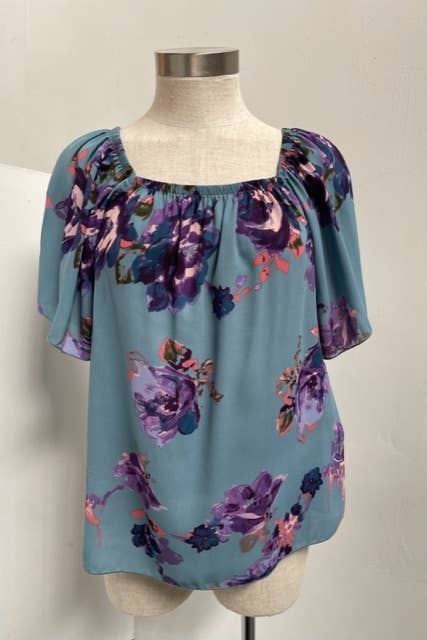 Lightweight Floral Top with Short Sleeves