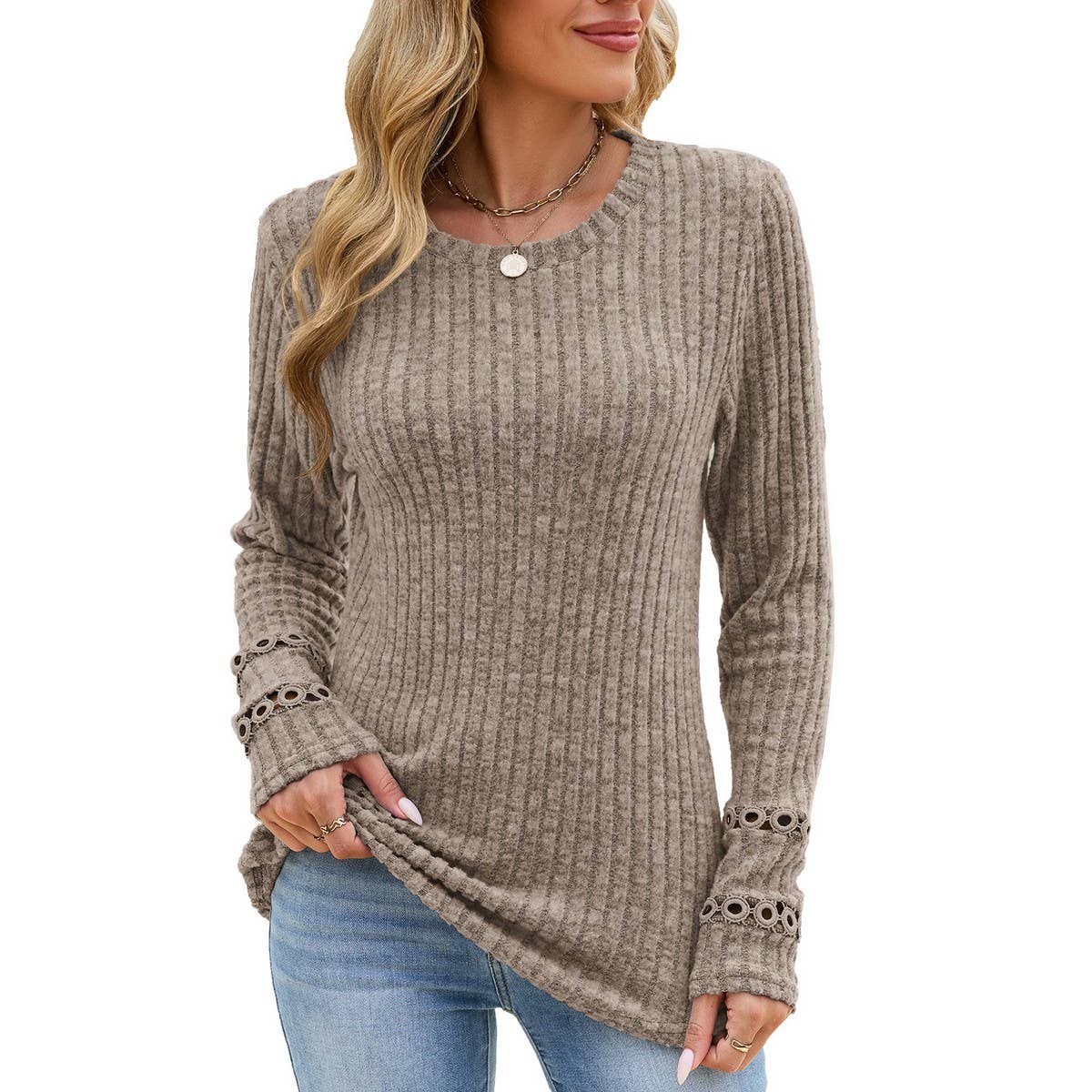 Women's V Neck Plaid Sweatshirt