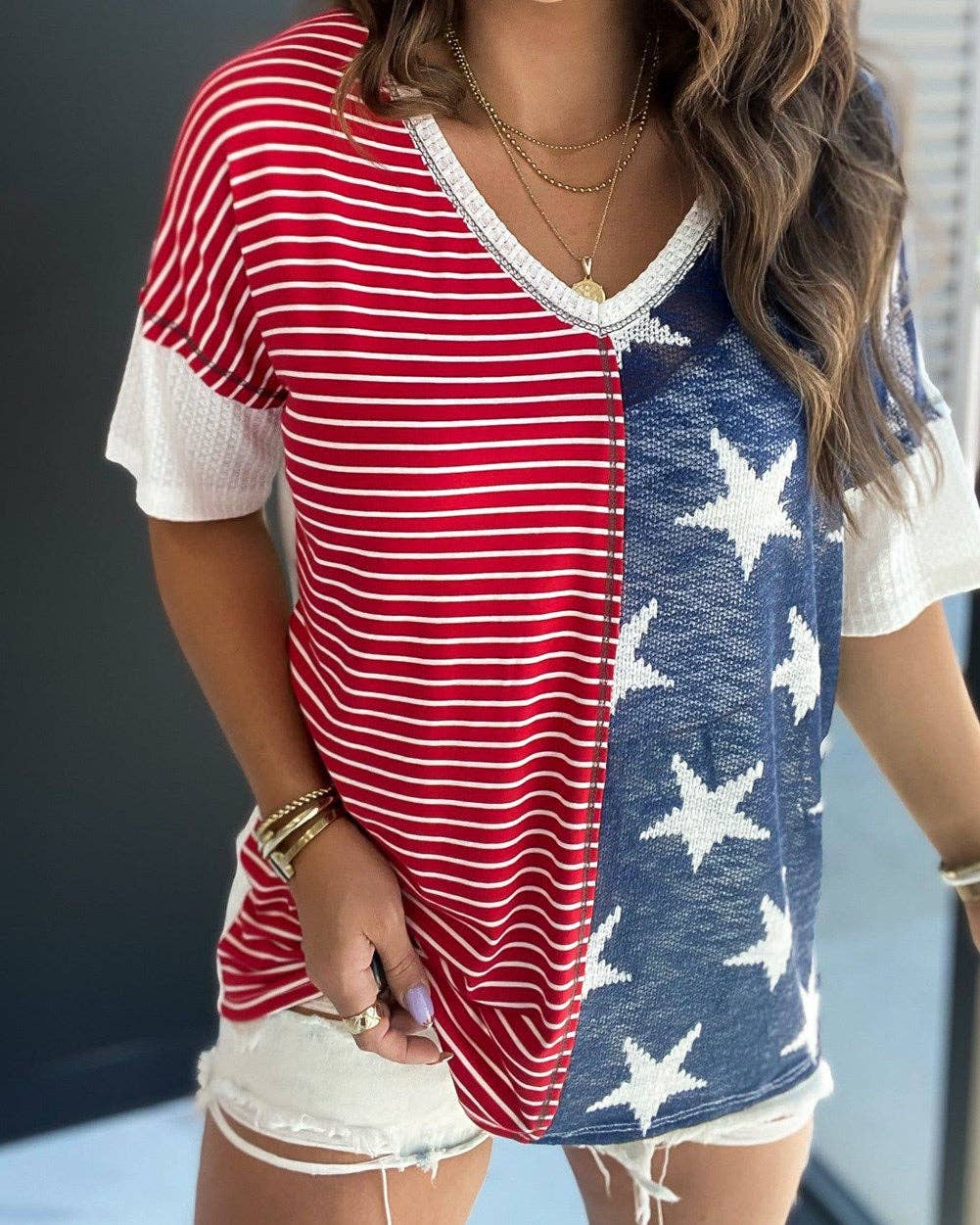 Stars And Stripes Short Sleeve Shirt (red stripes)