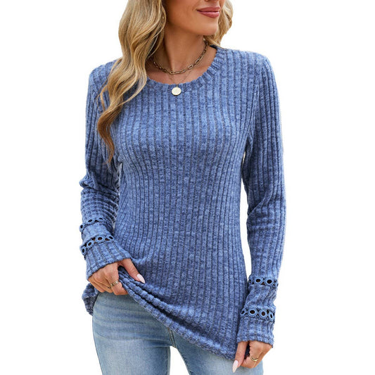 Women's Crew Neck Sweater W/ Sleeve Detail