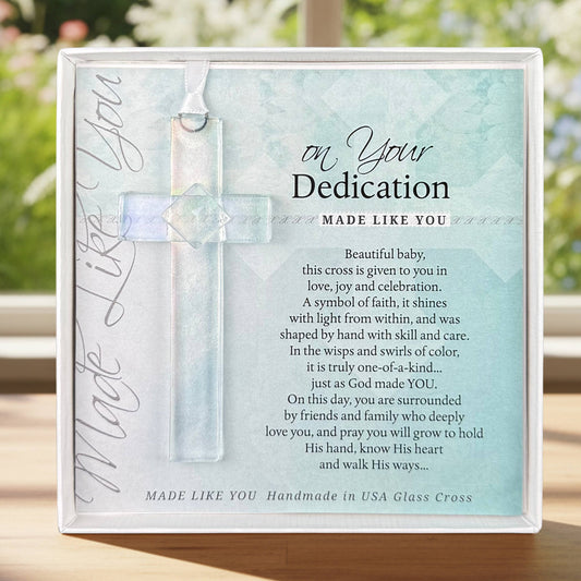 Baby Dedication Gift USA Handmade Clear Glass Cross