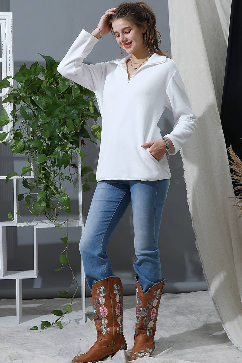 Zip Neck Lightweight Pullover Sweatshirt