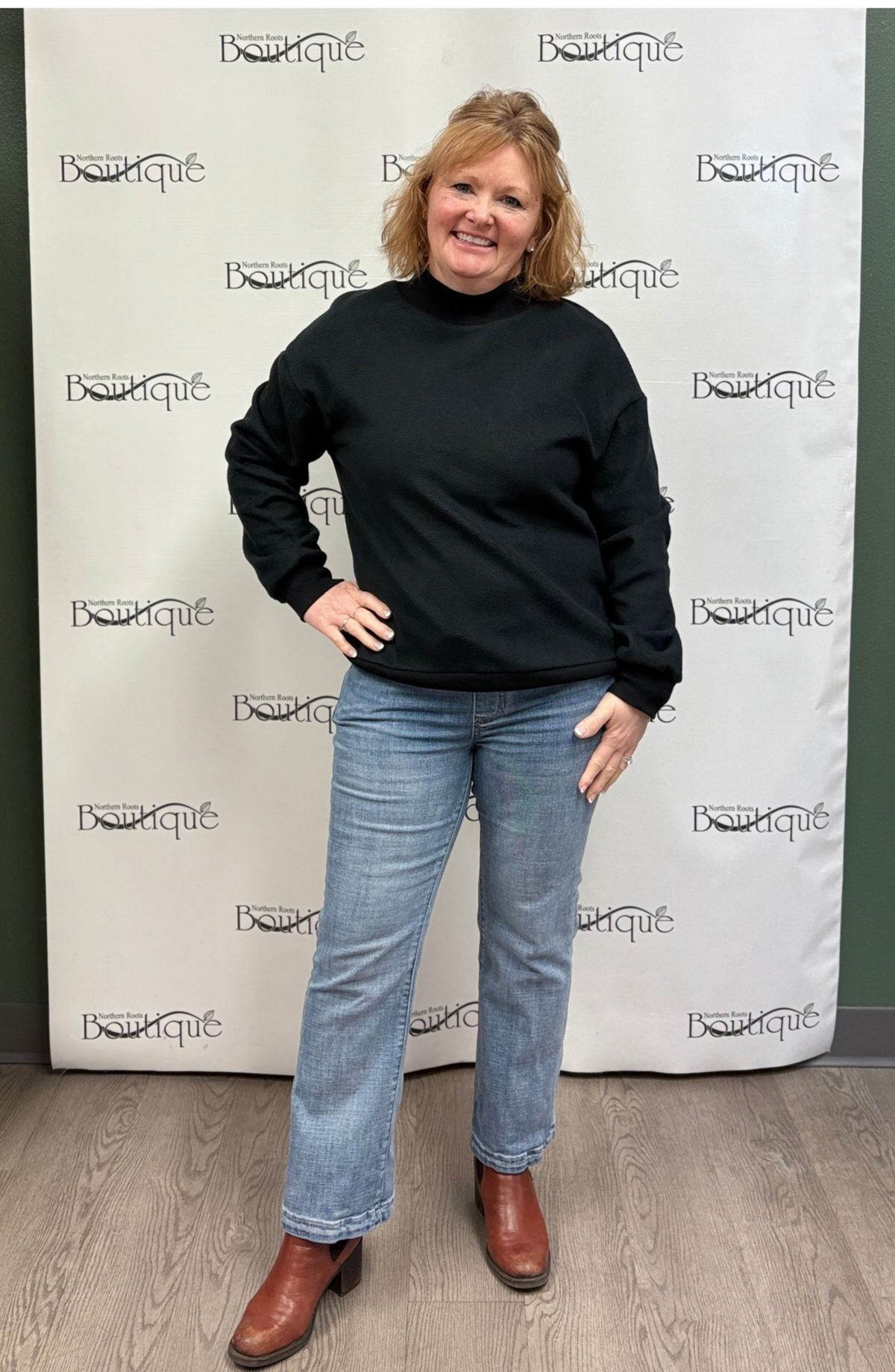 North Dakota Oversize Drop Shoulder Reversible Mock Neck Sweatshirt (black or kelly green)