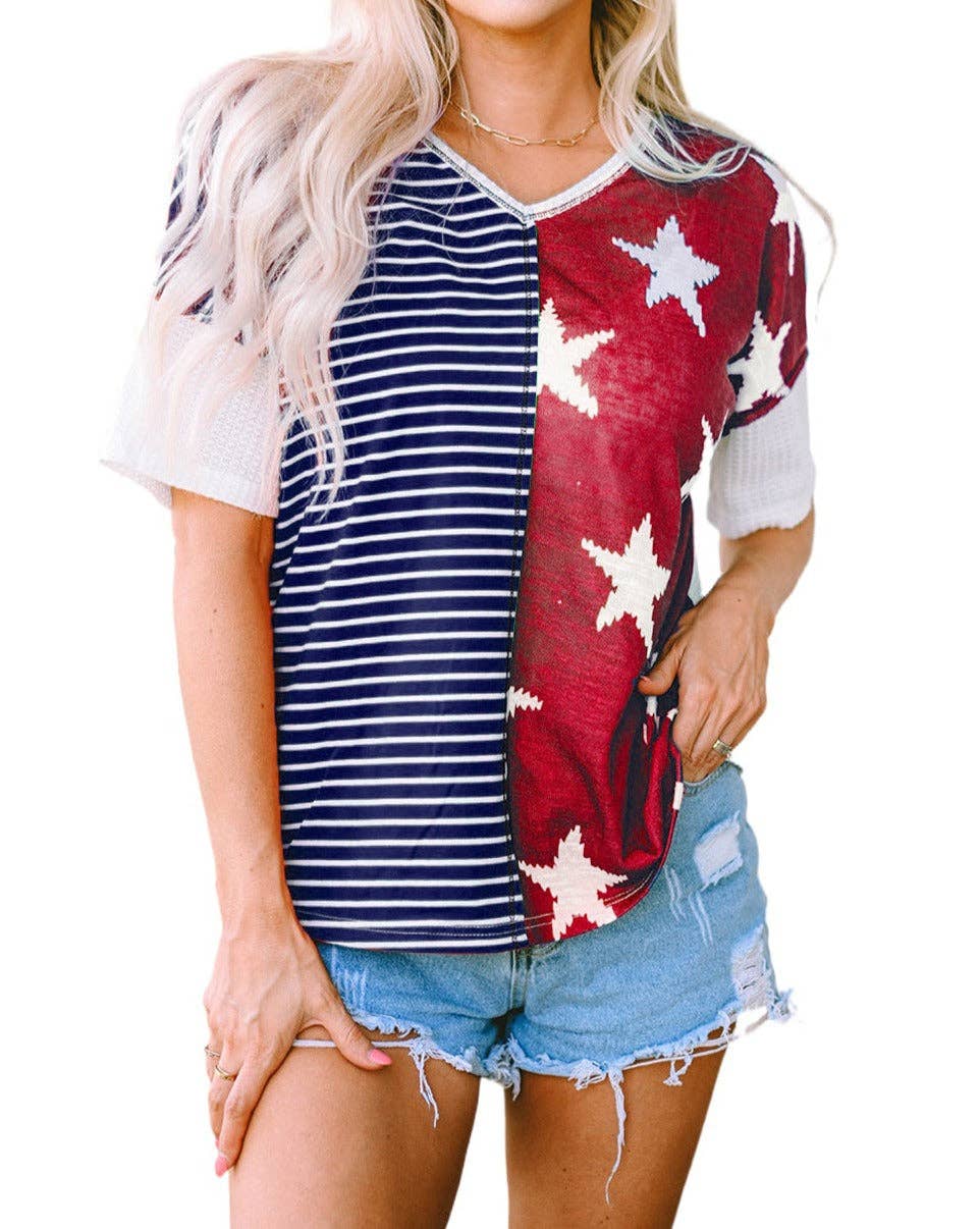 Stars and Stripes Short Sleeve Shirt (blue stripes)