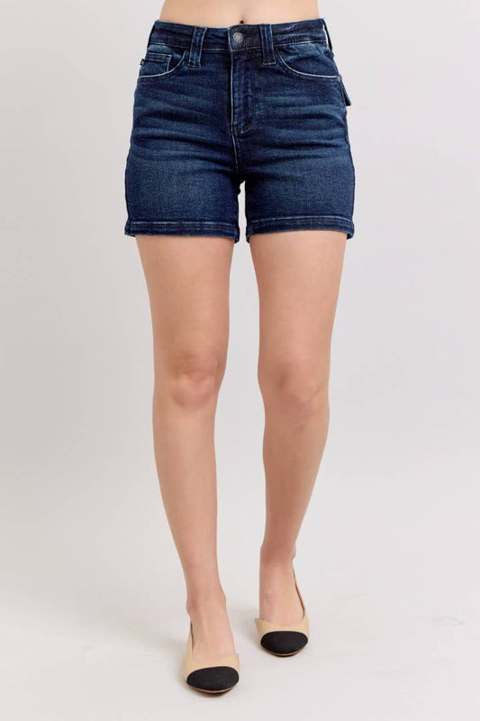 Judy Blue Back Flap Pocket High Waisted Shorts (4.5" Inseam)