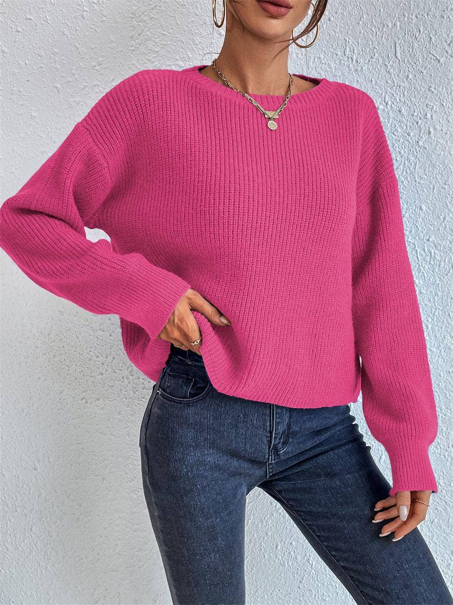 Solid Color Knit Sweater