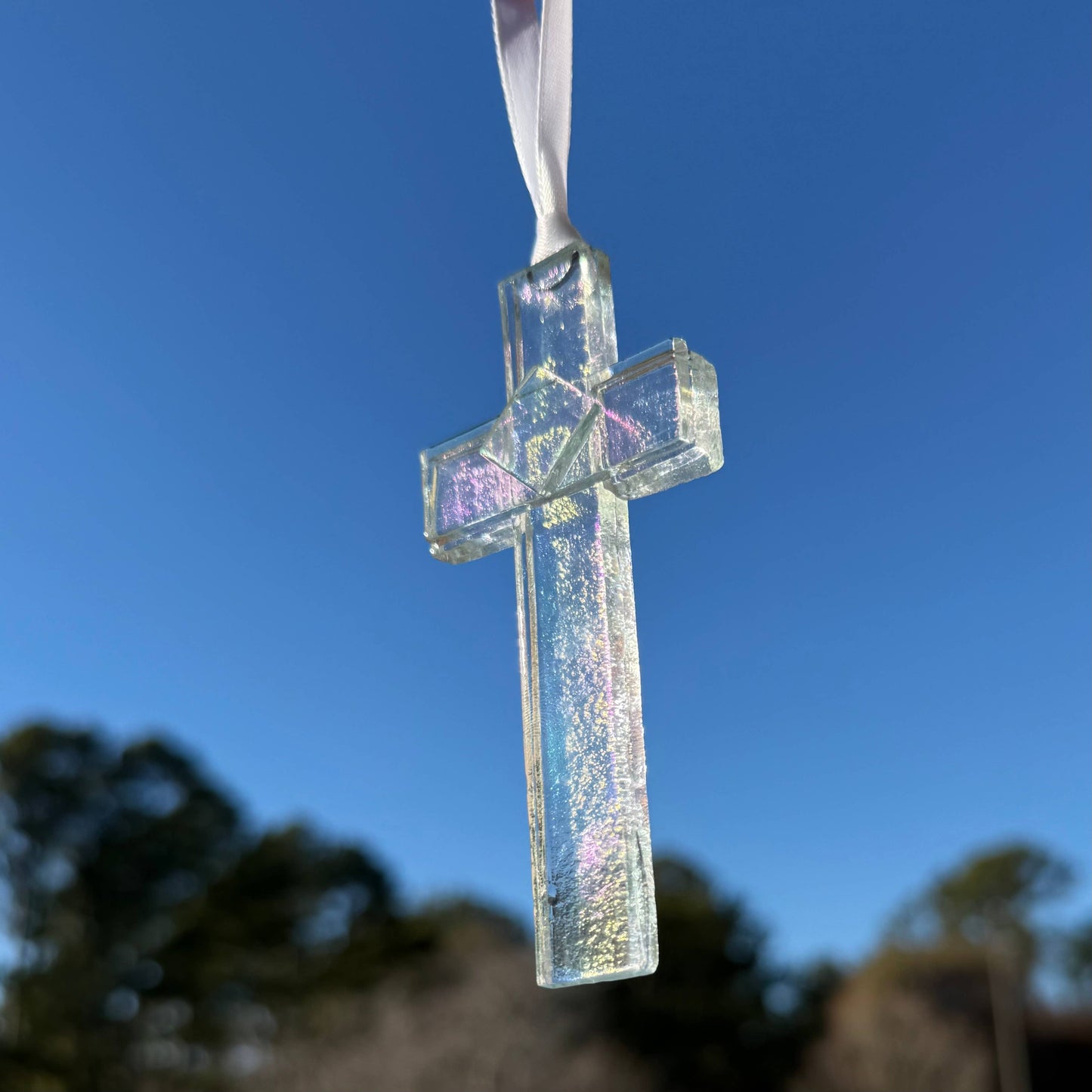 Baby Dedication Gift USA Handmade Clear Glass Cross