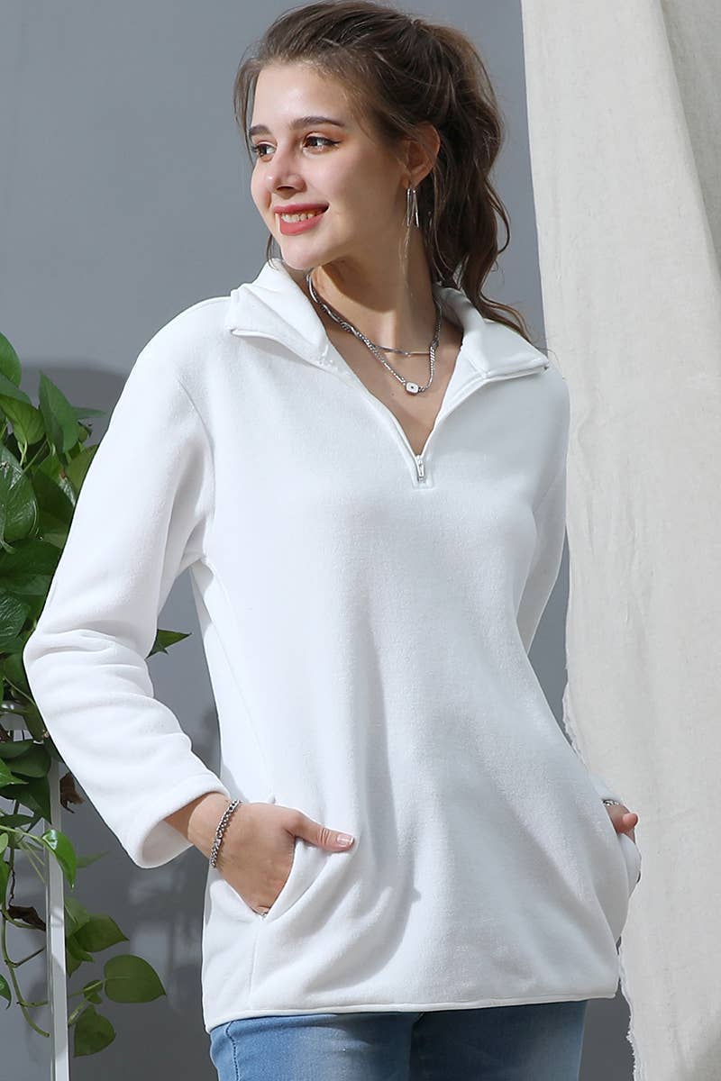 Zip Neck Lightweight Pullover Sweatshirt