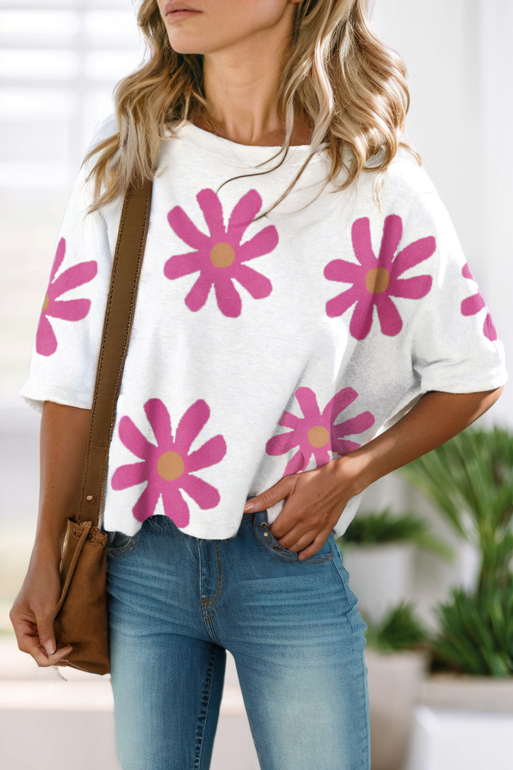 Big Flower Printed Loose Fit Shirt