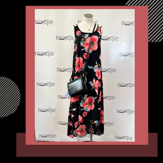 Floral Print Dress w/ Double Spaghetti Straps