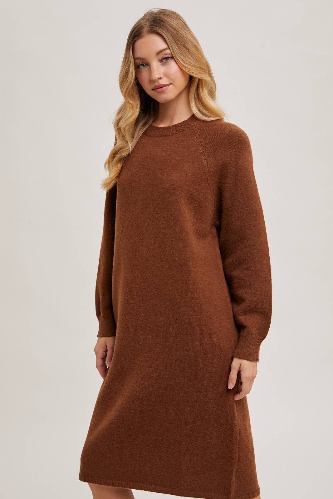 Basic Knit Sweater Midi Dress (Beige)