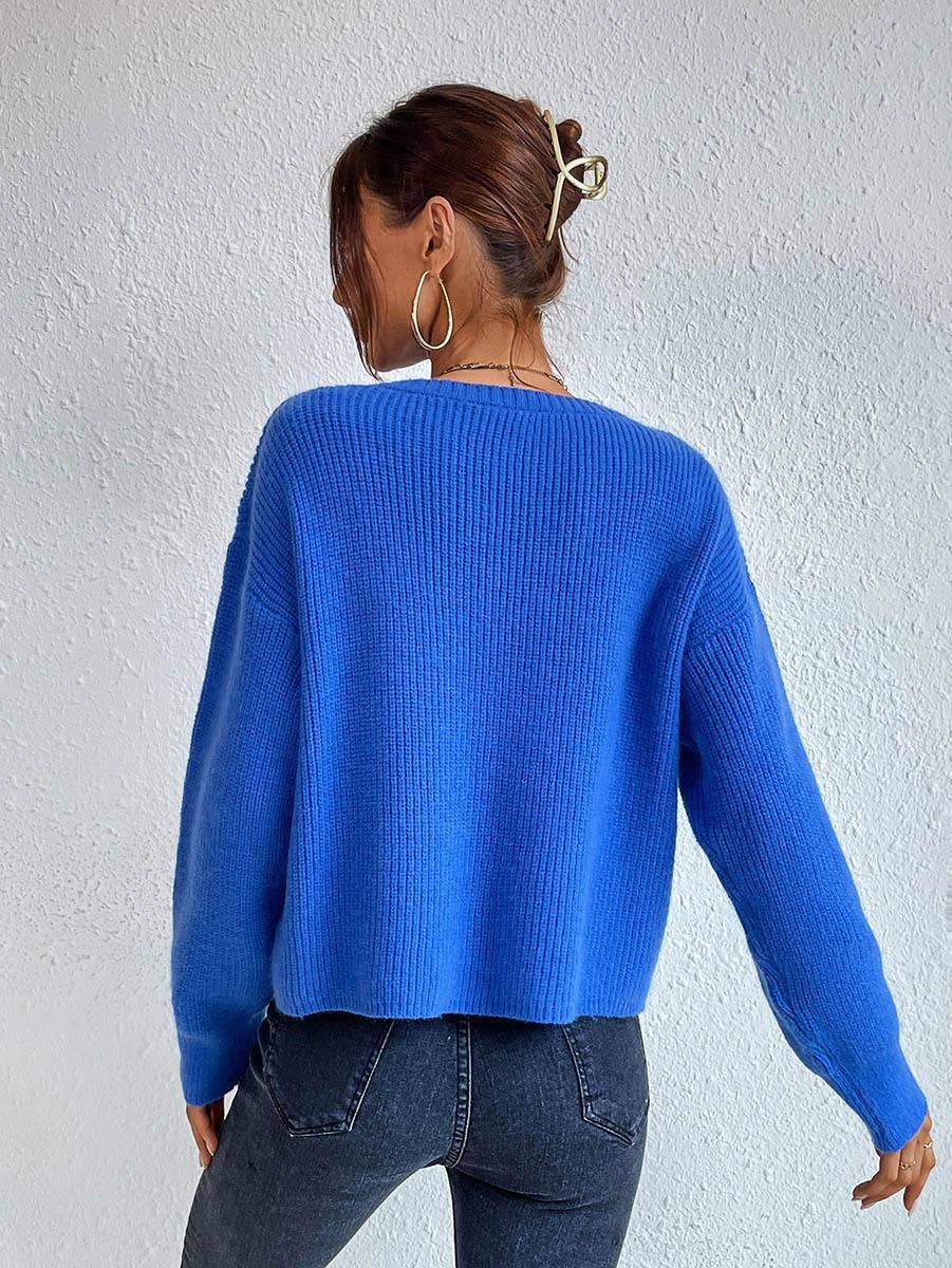 Solid Color Knit Sweater