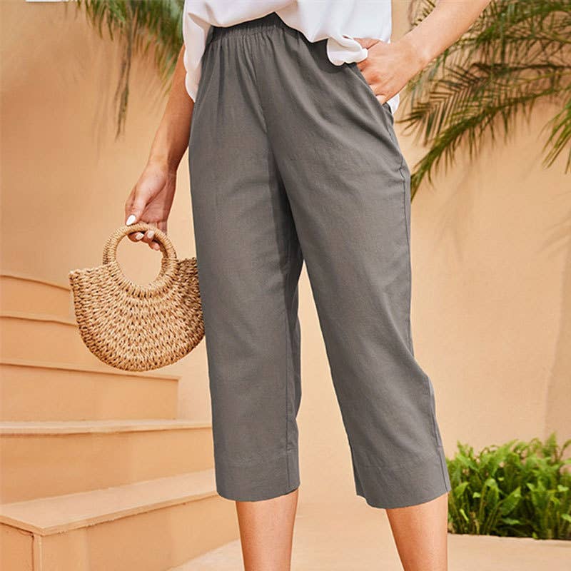 High Waisted Capri Pants with Pockets