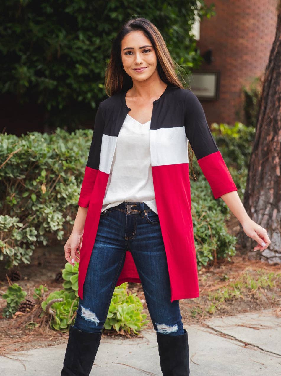 3/4 Sleeve Finn Colorblock Cardigan