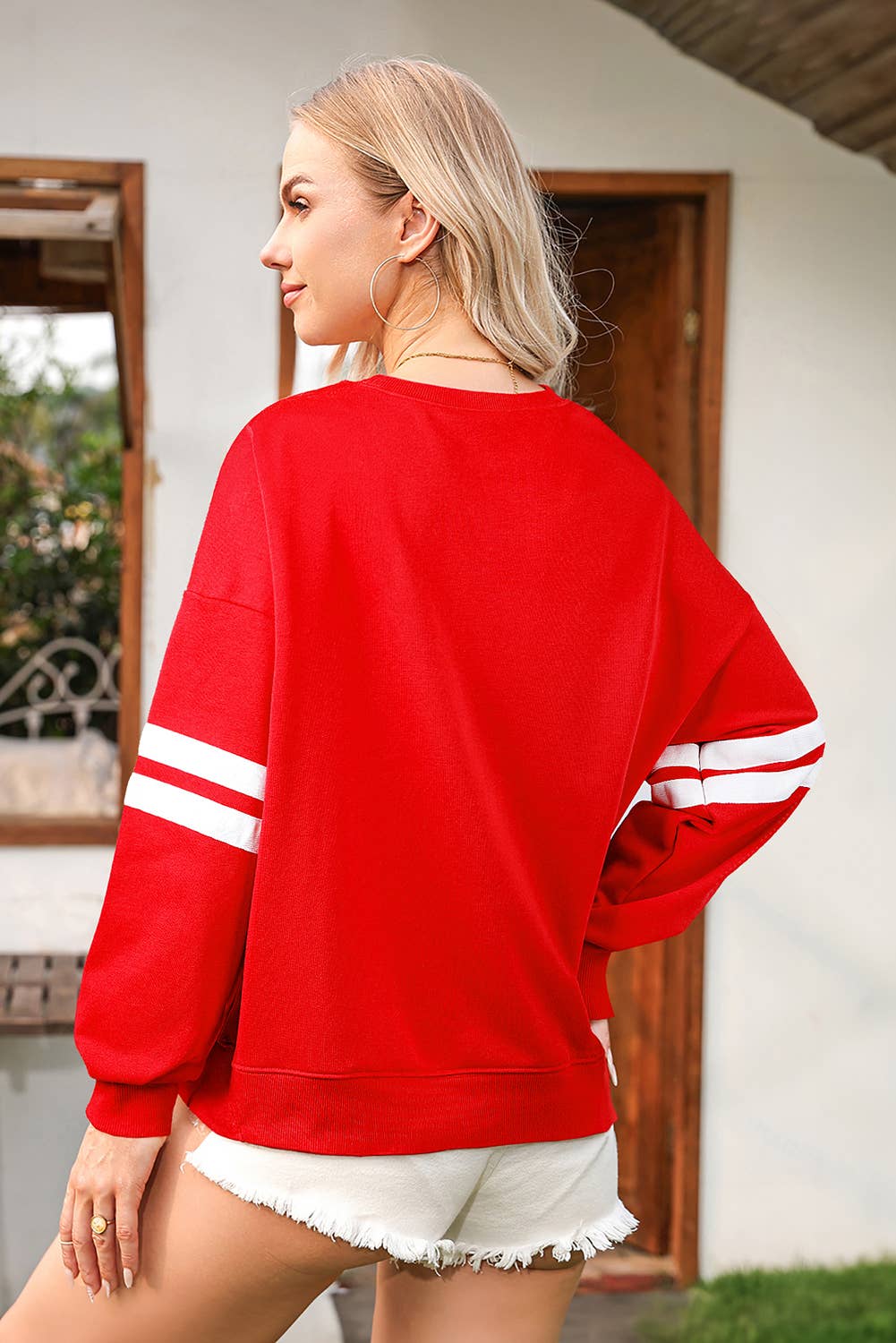 Varsity Stripe Drop Shoulder Oversize Sweatshirt