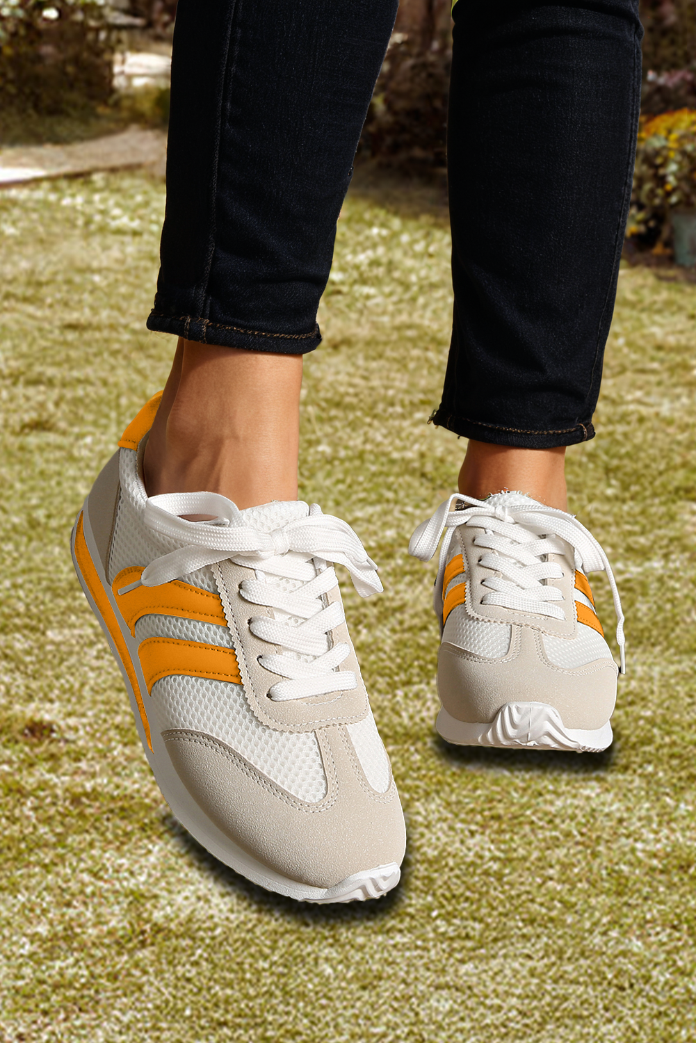 Color Block Patchwork Breathable Lace-up Sneakers