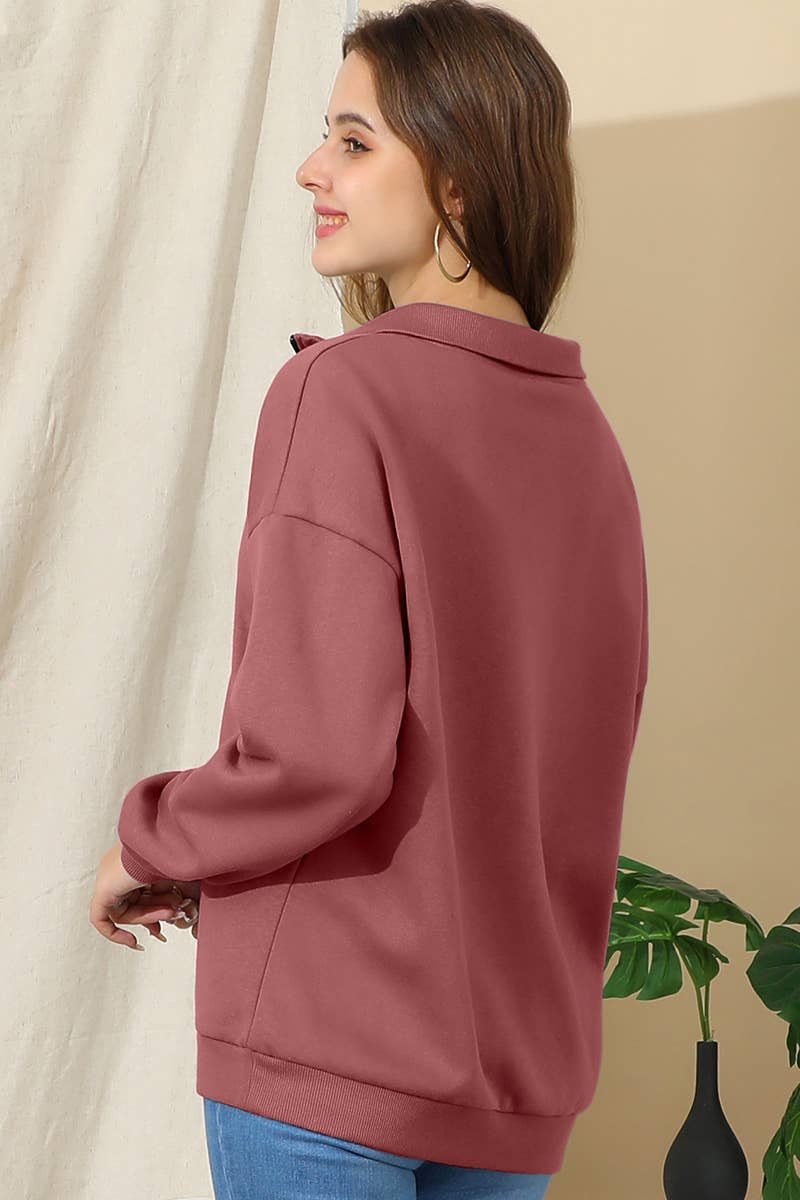 Quarter Zip Lightweight Pullover Sweatshirt