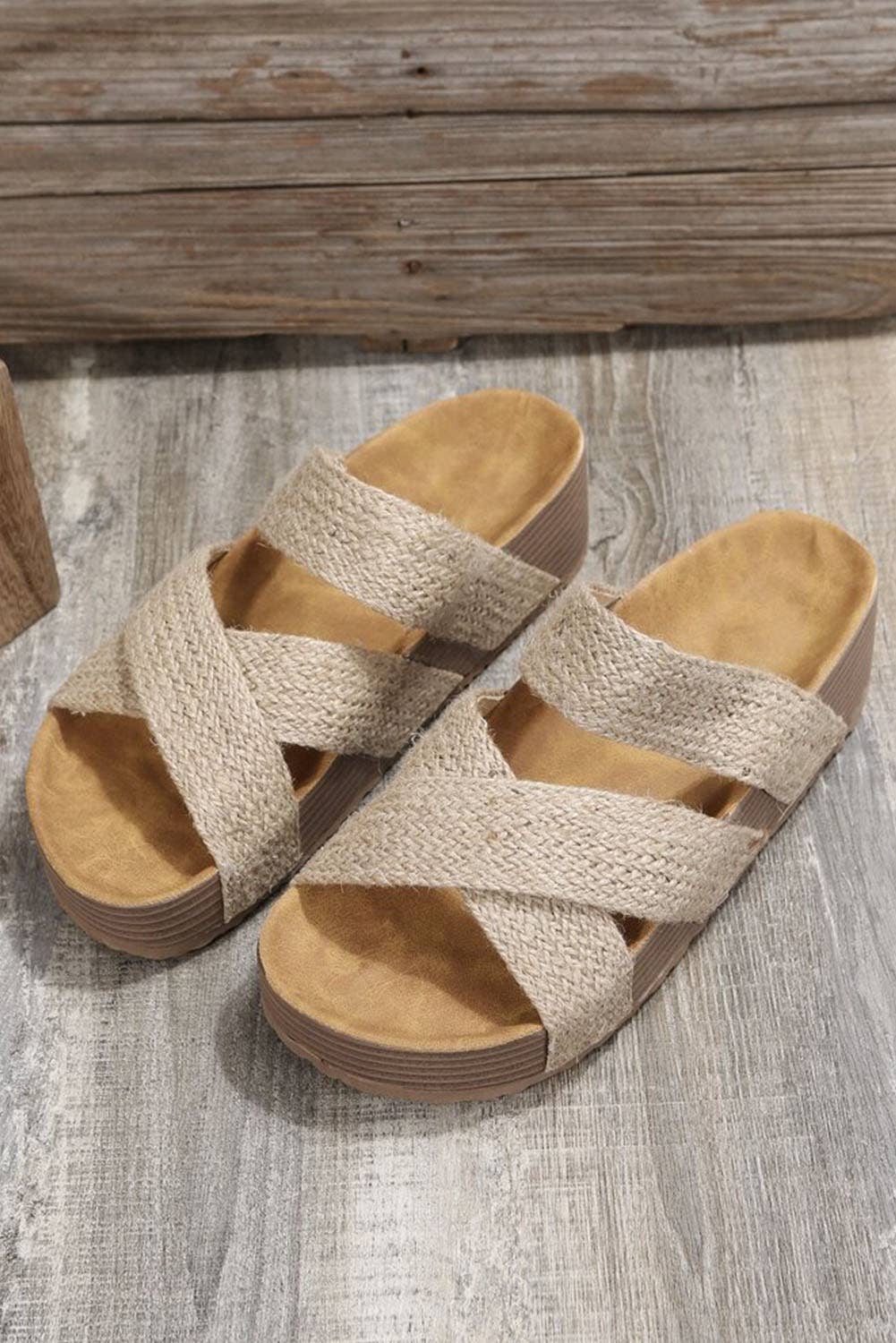 Woven Cross Criss Hollowed Slip-On Sandals