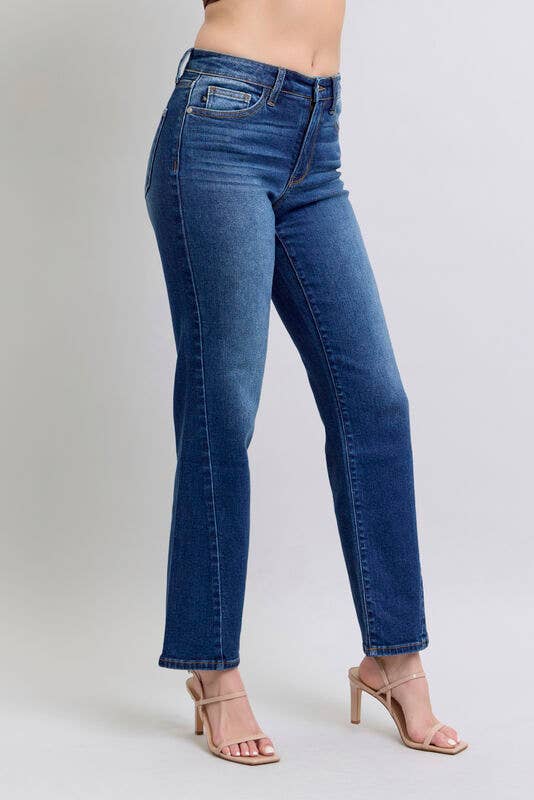 Judy Blue Mid Rise Side Seam Detail Straight Fit (28" inseam)